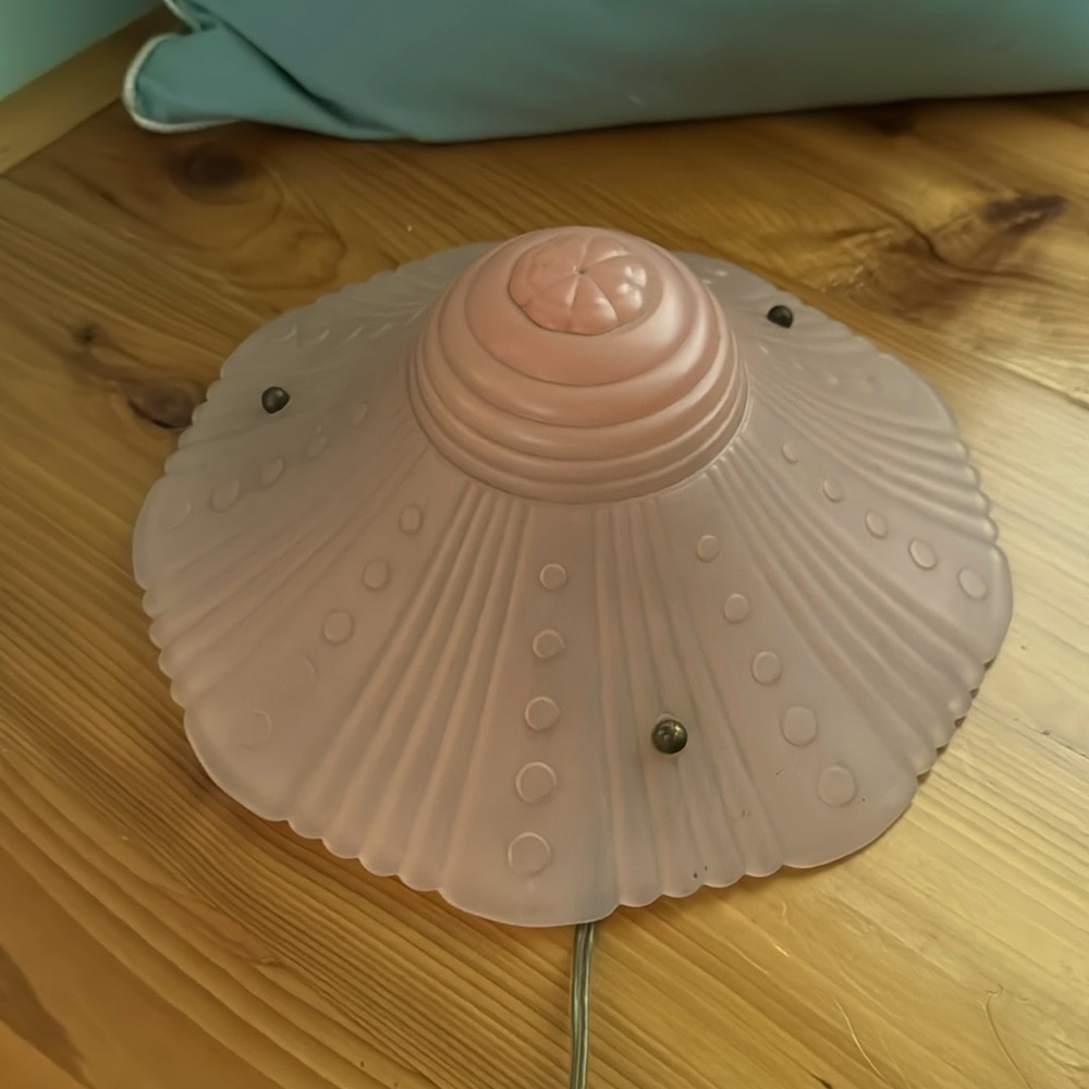 Pale pink frosted art deco lamp shade with fixture